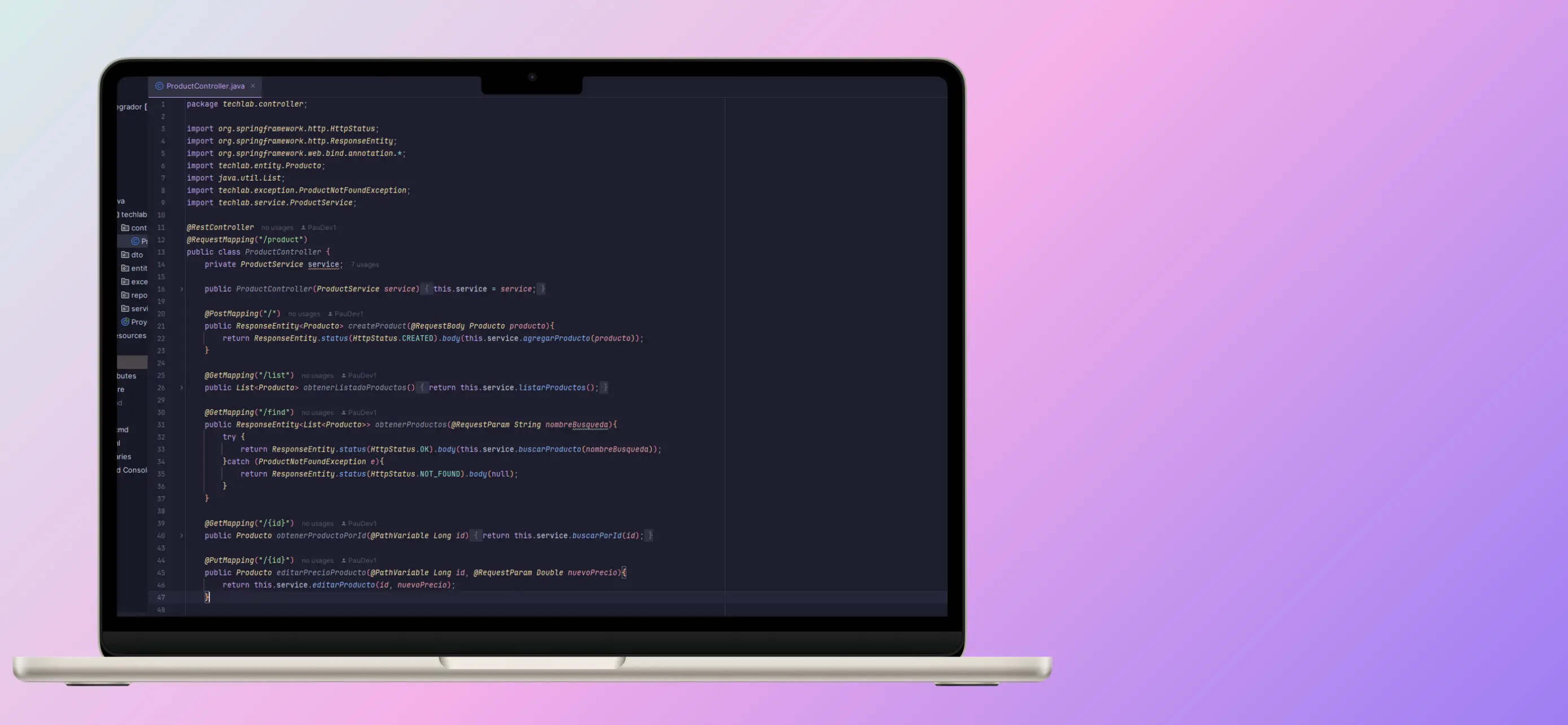 Ejemplo de código de API Java Spring Boot